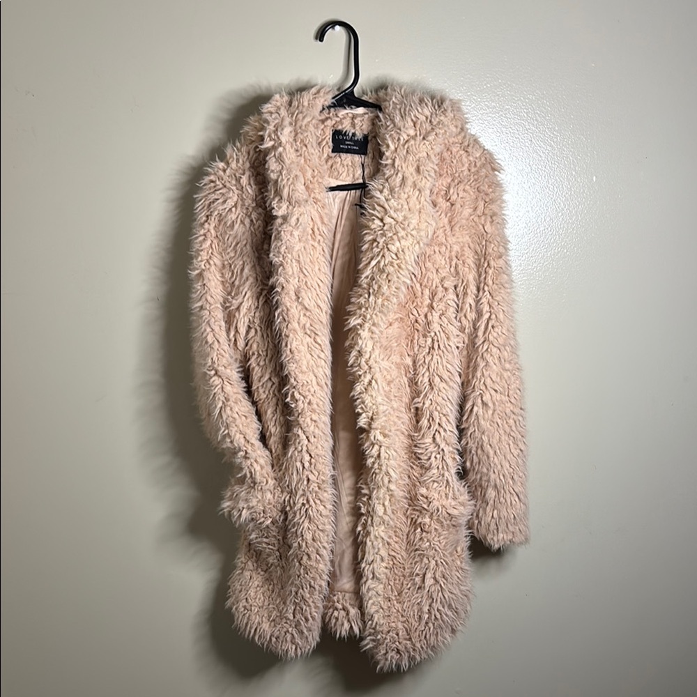 Women's Cream Faux Fur Jacket